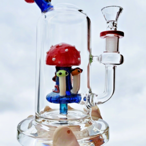 The Shroom of Doom, Unique 20cm Premium Glass Bong, Mushroom Percolator - Red