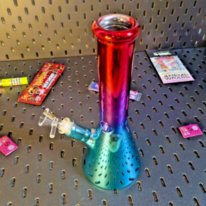 Ice King, Unique 25cm Premium Glass Bong, Bowl & Stem, Ice Pinch - Iceberg Blue