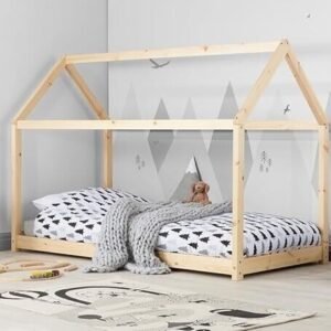Kids Single House Bed PIne Wood Toddler Bedstead Bedroom Children Bed Frame