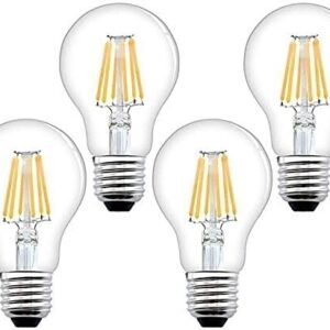 8W E27 Dimmable LED Edison Filament Bulbs Warm White 2700K A60 GLS (4-Pack)